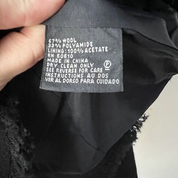 Albert Nipon Blazer Womens Size 4 Wool Blend Black Fringe Details Jacket Lined - Picture 10 of 12